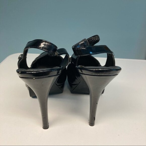 GUESS Sz 9 Patent Leather Sling Backs Front Platform Heels Shoes - Picture 4 of 7